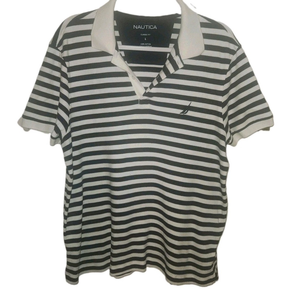 Nautica Men's Classic Fit Short Sleeve Stripe Polo Shirt